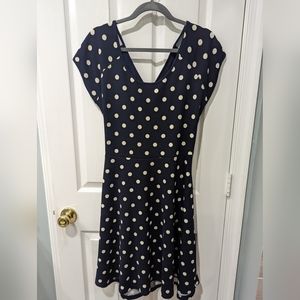 Navy polka dot skater dress